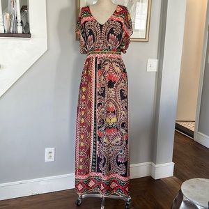 Boho hippie V-neck flowy maxi dress by Harper